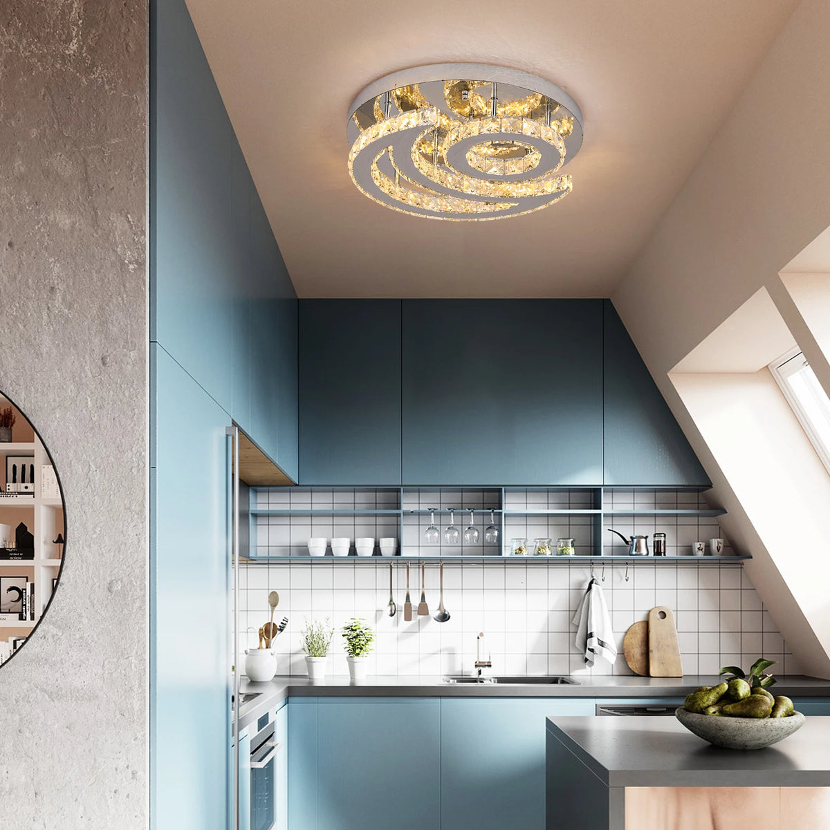 Modern Ceiling Lamp Crystal Led Sun Moon Design Chandelier Pendant Light