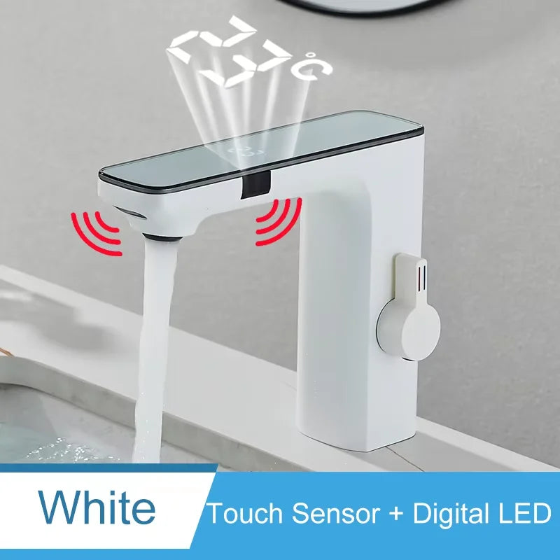 Shinesia Bathroom Basin Faucets Touch Sensor Digital LED Temperature Display Hot Cold Water