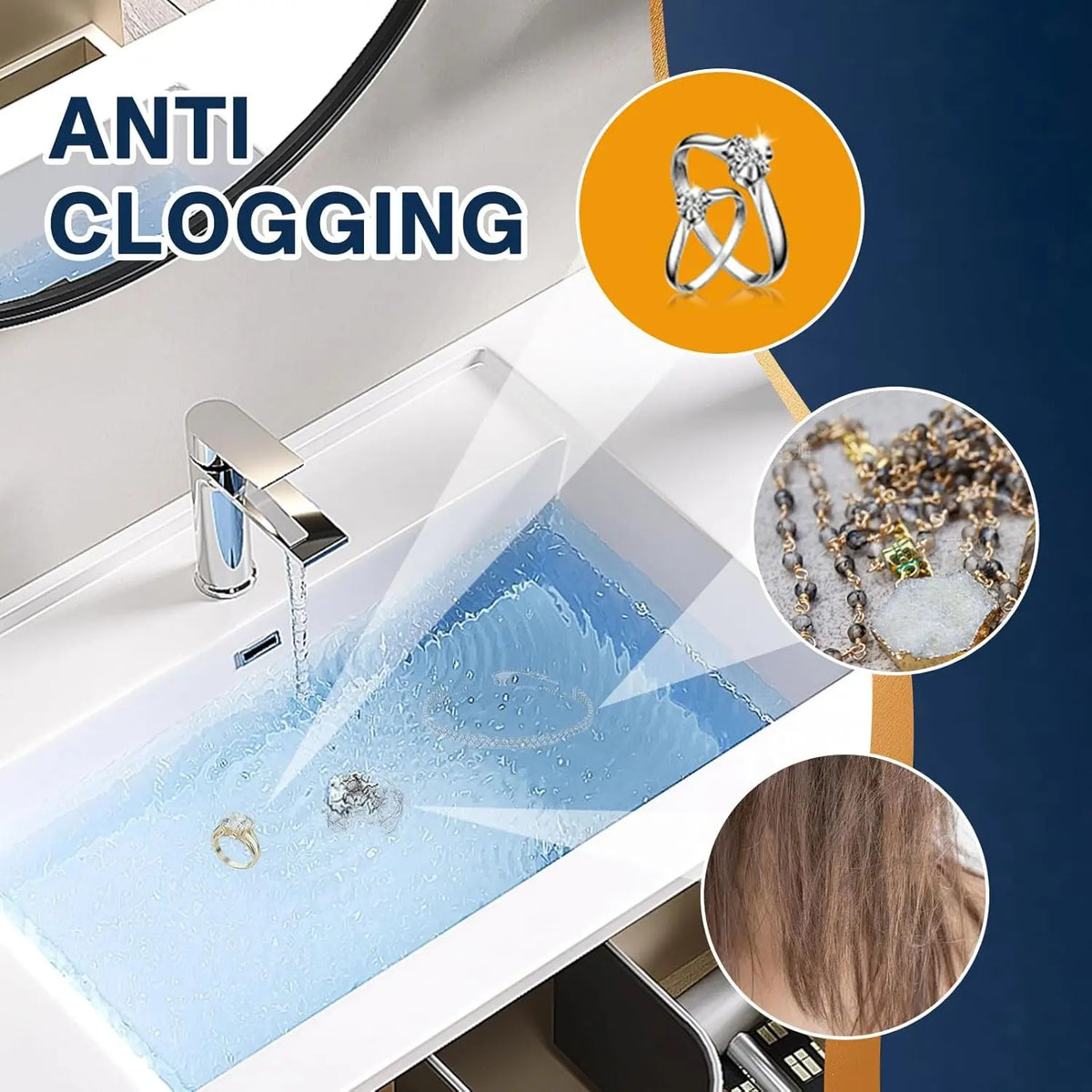 Bathroom Sink Drain Strainer - Pop-Up Filter with Removable Stainless Steel Hair Catcher & Drain Stopper for US Sink Replacement