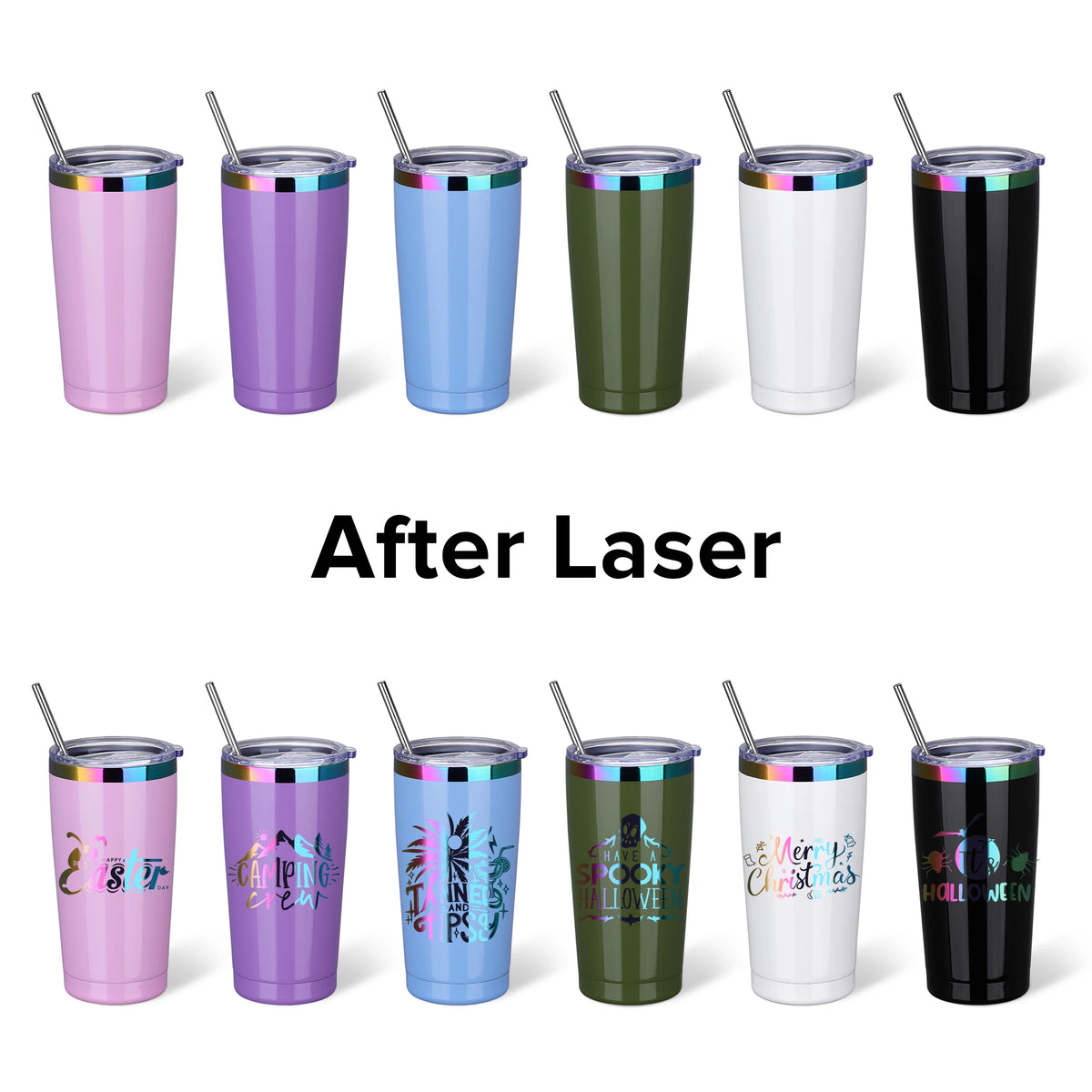 12 Pack 20 oz Stainless Steel Tumblers Bulk, Insulated Travel Cup with Lid, Fit Laser Engraving, Car Cupholder (Assorted Colors)