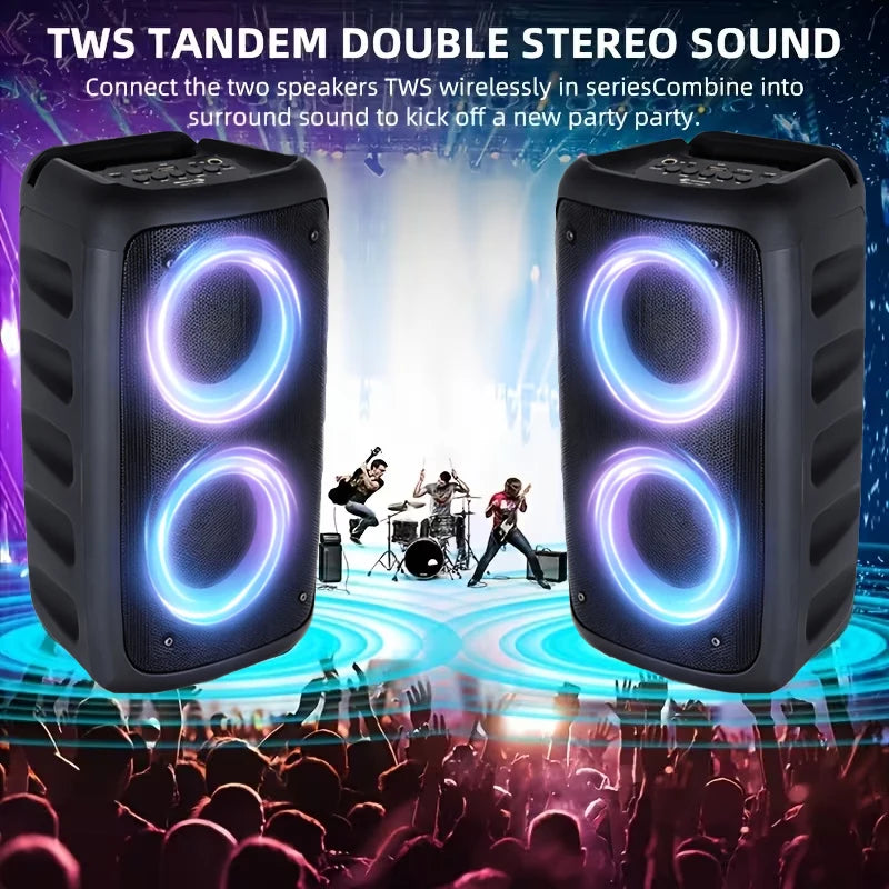 Professional 10000W Peak Portable Bluetooth Partybox Speaker Rgb Led Lights Room DecorBoombox Bluetooth 5.3 Tws Wireless Speaker With Microphone Outdoor Karaoke Party DjEquipment Perfect Gift For Halloween Christmas