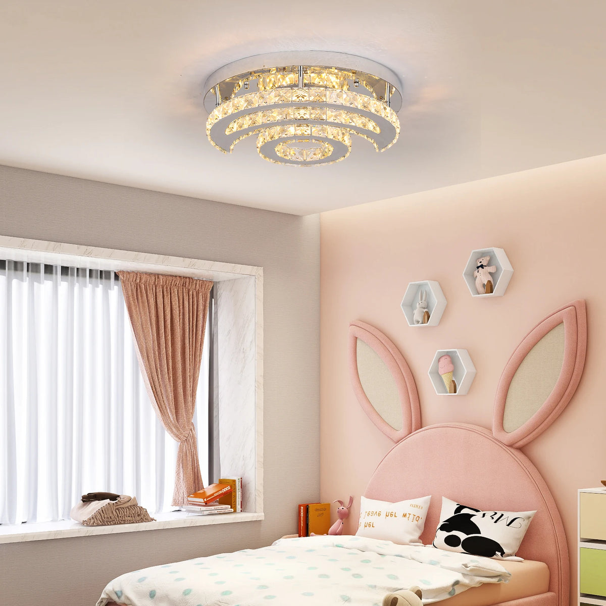 Modern Ceiling Lamp Crystal Led Sun Moon Design Chandelier Pendant Light