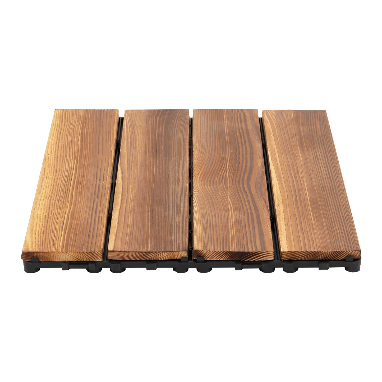 36-Pack 30x30 cm Acacia Mosaic Wood Deck Tiles, Brown Hardwood Interlocking Flooring Suitable for Outdoor Garden,Lawn & Backyard