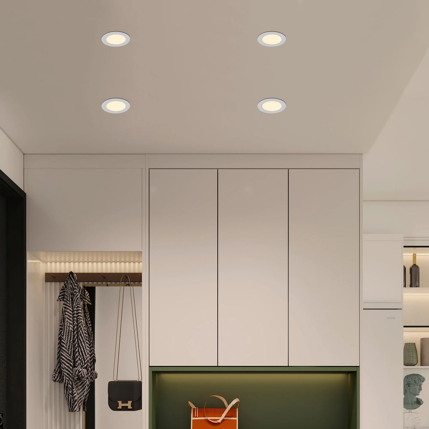 12-Piece Set of Shell-Less Led Ceiling Lights, Dimmable Recessed Downlights with Junction Box, 3000K-5000K Adjustable Color Temperature White Light