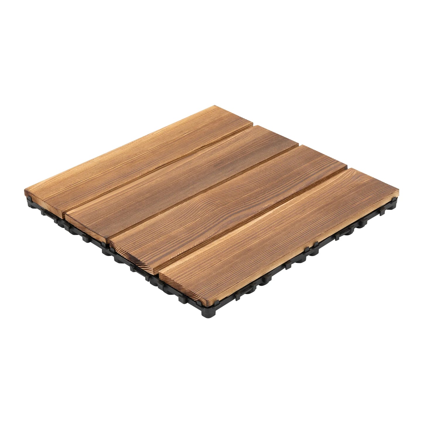36-Pack 30x30 cm Acacia Mosaic Wood Deck Tiles, Brown Hardwood Interlocking Flooring Suitable for Outdoor Garden,Lawn & Backyard