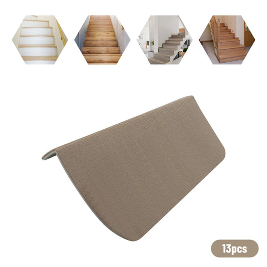 13PCS Carpet Stair Treads Mat 55*24cm Beige Stair Non-slip Carpet Mat Protection Cover Pad for Hallway Children's Bedroom