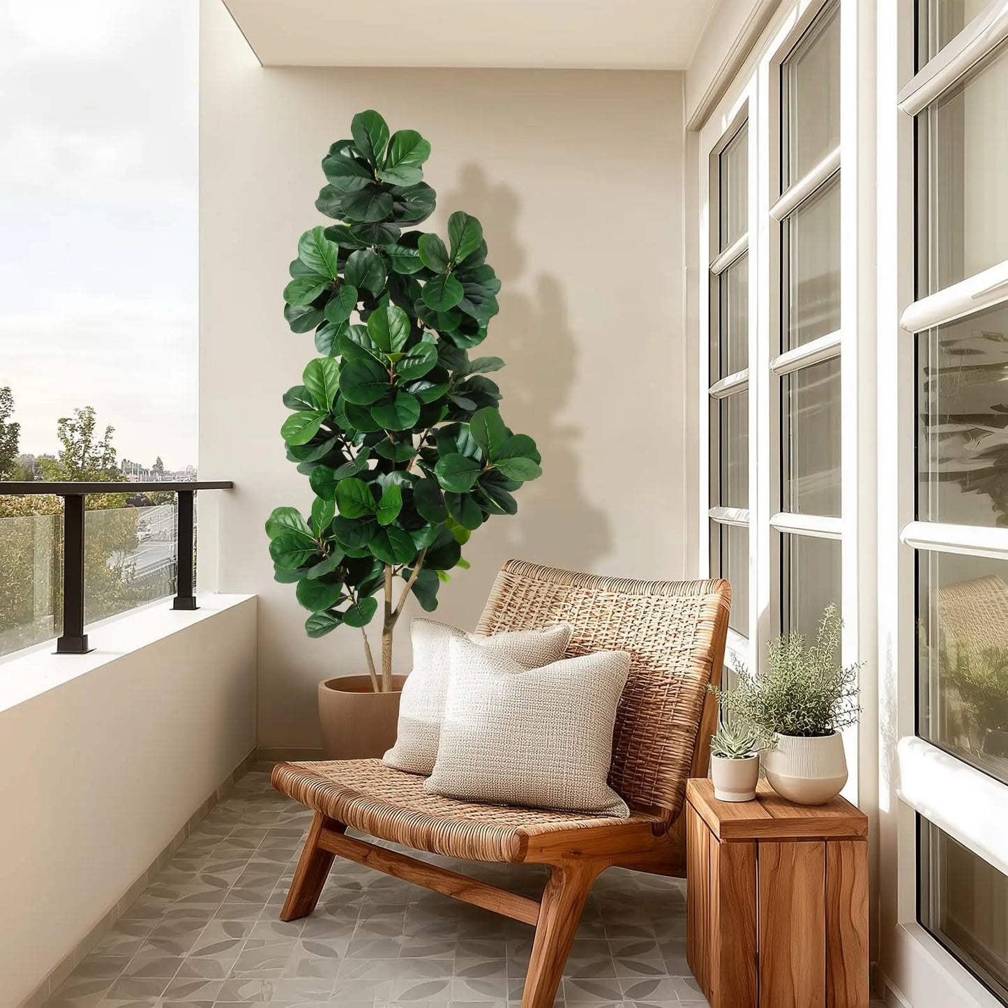 Lifelike Artificial Fiddle Leaf Fig Tree – Realistic Faux Ficus Lyrata with 141 Leaves – Indoor Decorative Plant for Home, Office, Living Room – Easy Care, Housewarming Gift