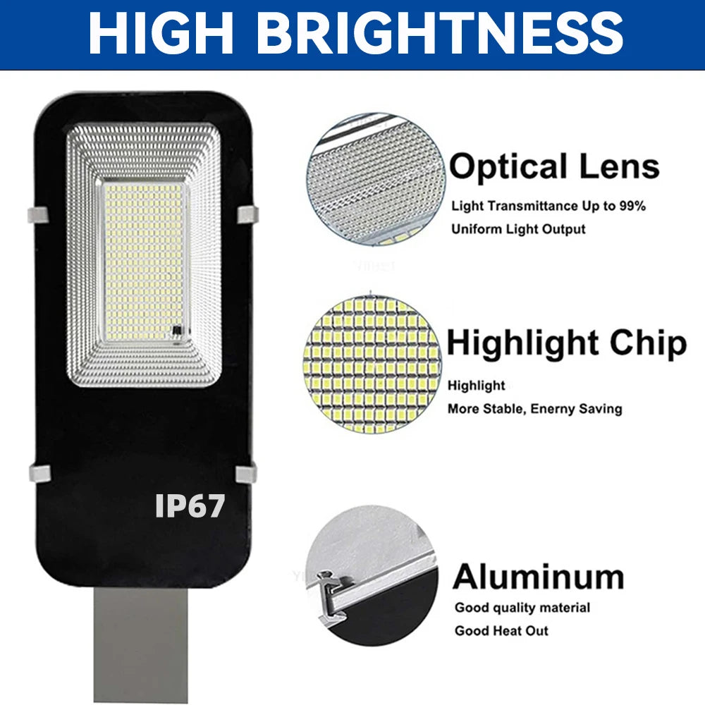 Solar Light High-Power 6500K LED Dusk to Dawn Waterproof LED Solar Street Light Backyard Street Lamps Security Flood Lighting