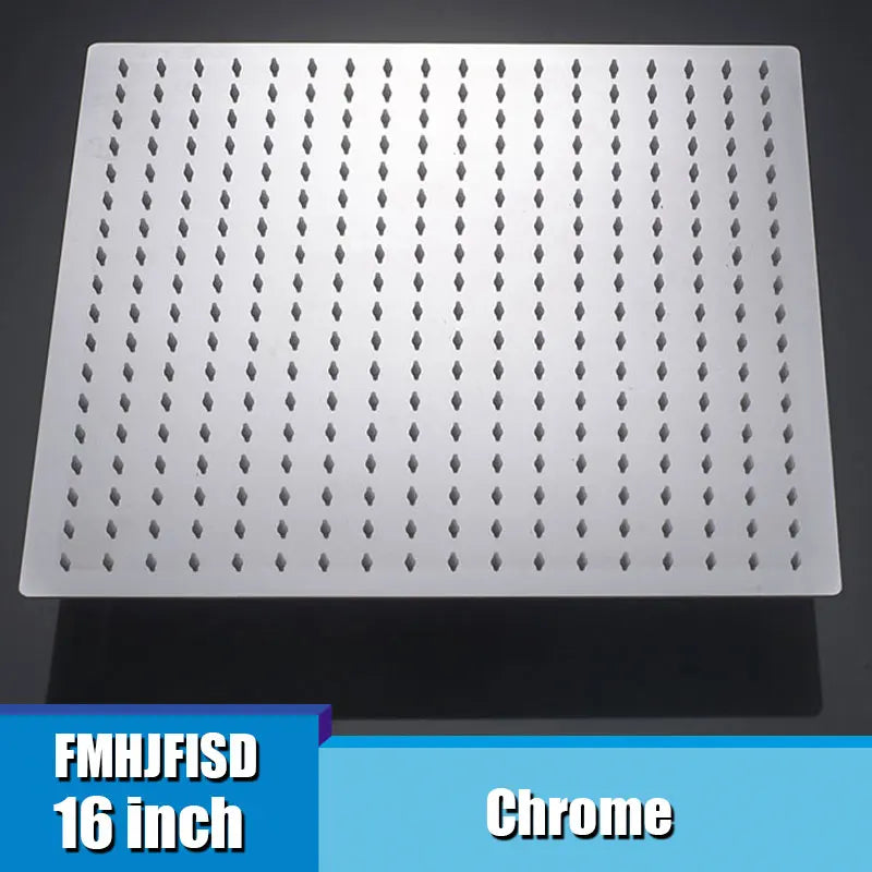 16 Inch  Black Square Shower Head Rainfall Shower Accessories Stainless Steel Top Bathroom Ultrathin Shower Head Ceiling Install
