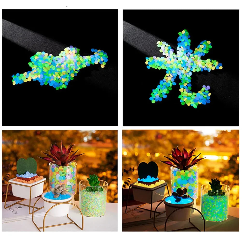 100Pcs Pebbles Glow In The Dark Pebbles Glowing Stones Fish Tank Aquarium Decor Rocks Pebbles for Garden Yard Patio DIY Stones