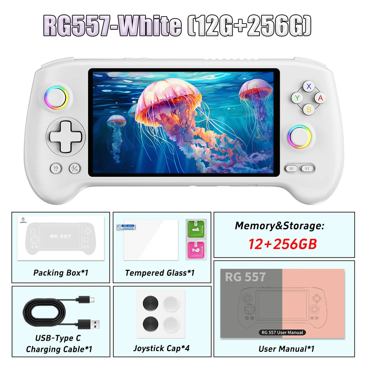 Anbernic RG557 Handheld Video Game Console Android 14 Gaming Console 5.48" AMOLED HD Screen Support RGB Lighting 5500mAh Android
