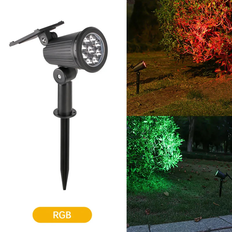 9 LEDs Solar Spotlights, Outdoor Waterproof, Spot Lights, Brightness Adjustable for Garden Backyard Driveway Patio Decor