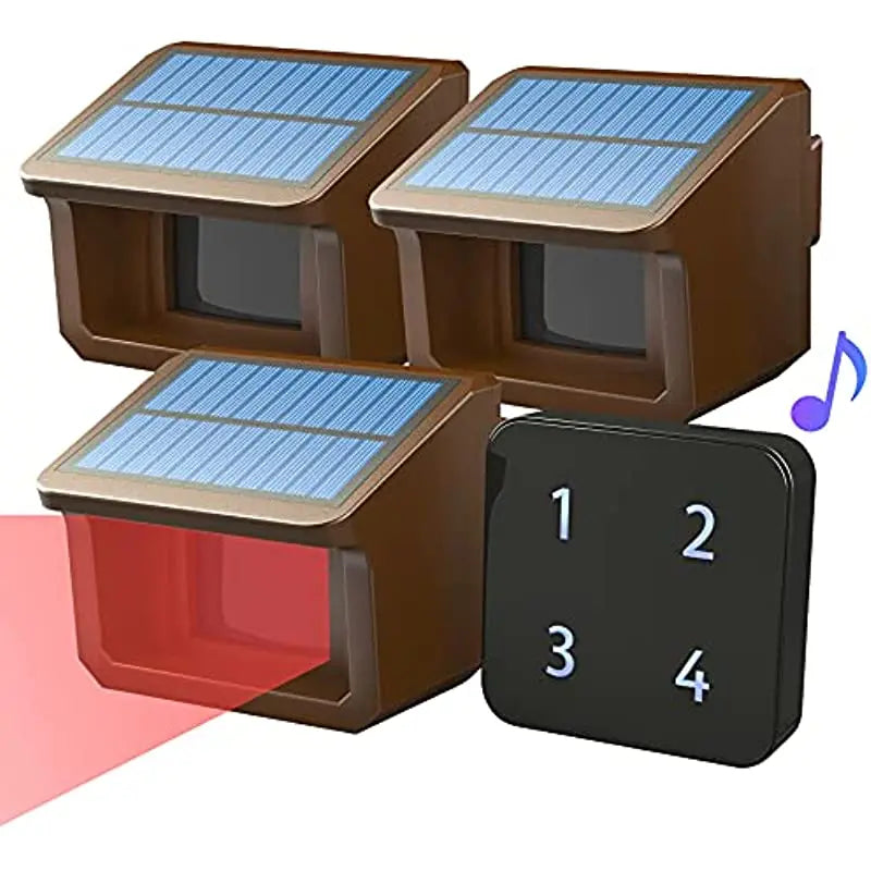 HTZSAFE 800 Meters Solar Wireless Driveway Alarm Outdoor Weather-Resistant Motion Sensor&Detector DIY Security Alert System