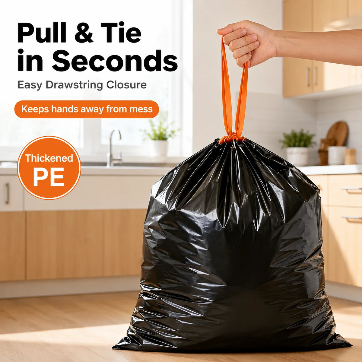 Joybos Easy Pull Drawstring Trash Bags, 2 Packs 150 Count