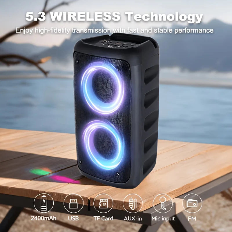 Professional 10000W Peak Portable Bluetooth Partybox Speaker Rgb Led Lights Room DecorBoombox Bluetooth 5.3 Tws Wireless Speaker With Microphone Outdoor Karaoke Party DjEquipment Perfect Gift For Halloween Christmas