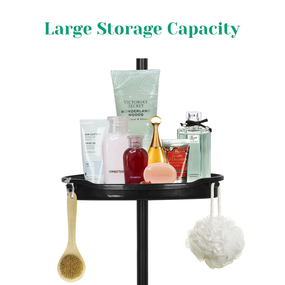 Corner Shower Caddy with Tension Pole 4-Tier Adjustable Shelves Bathroom Storage Organizer