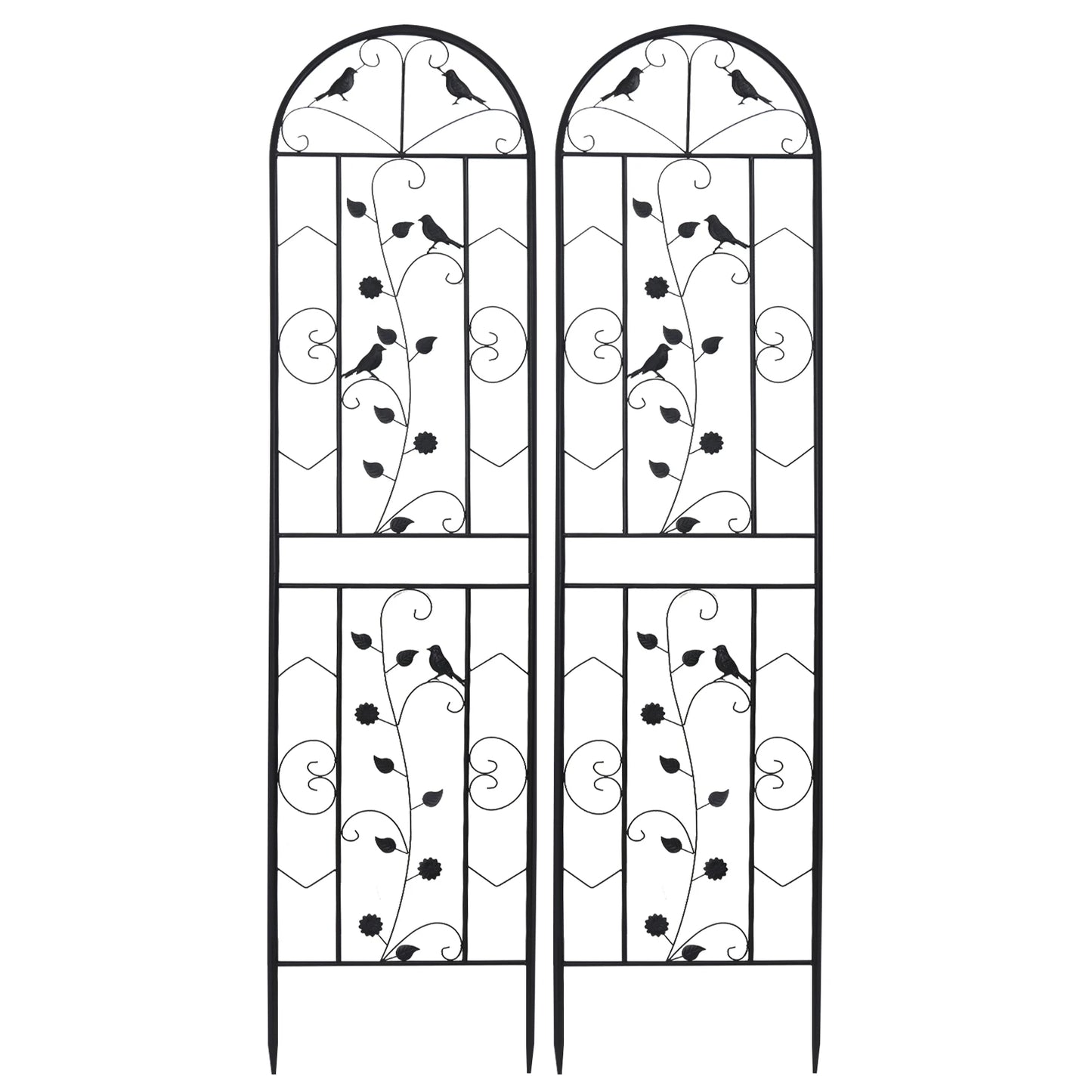 Metal Garden Trellis Fence, Anti-Rust, Climbing Plant Flower Panels Support, Screen Edge Border, 83 in Tall, 2PCs