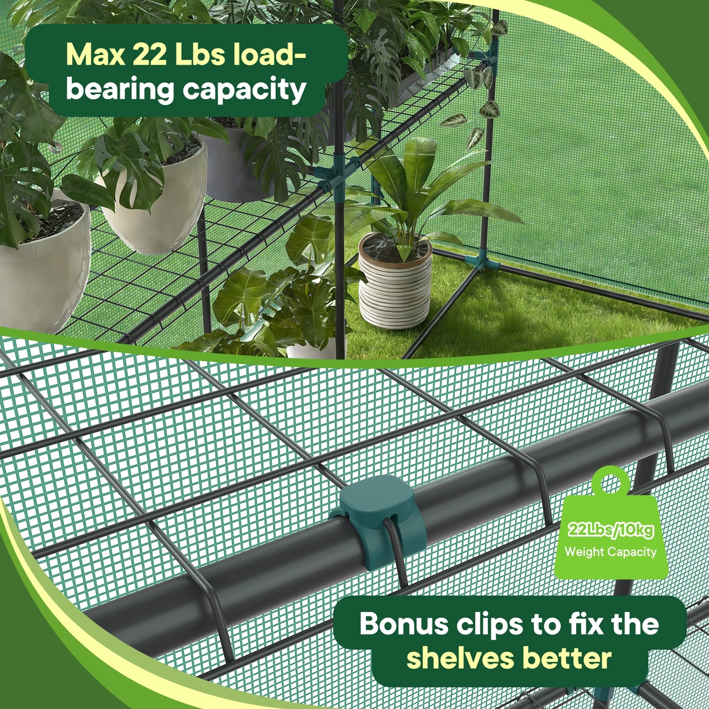 JHK 56 Inch Portable Walk-In Greenhouse for Outdoor Plants with Screen Windows Heavy Duty 22Lbs Capacity Green House for Garden