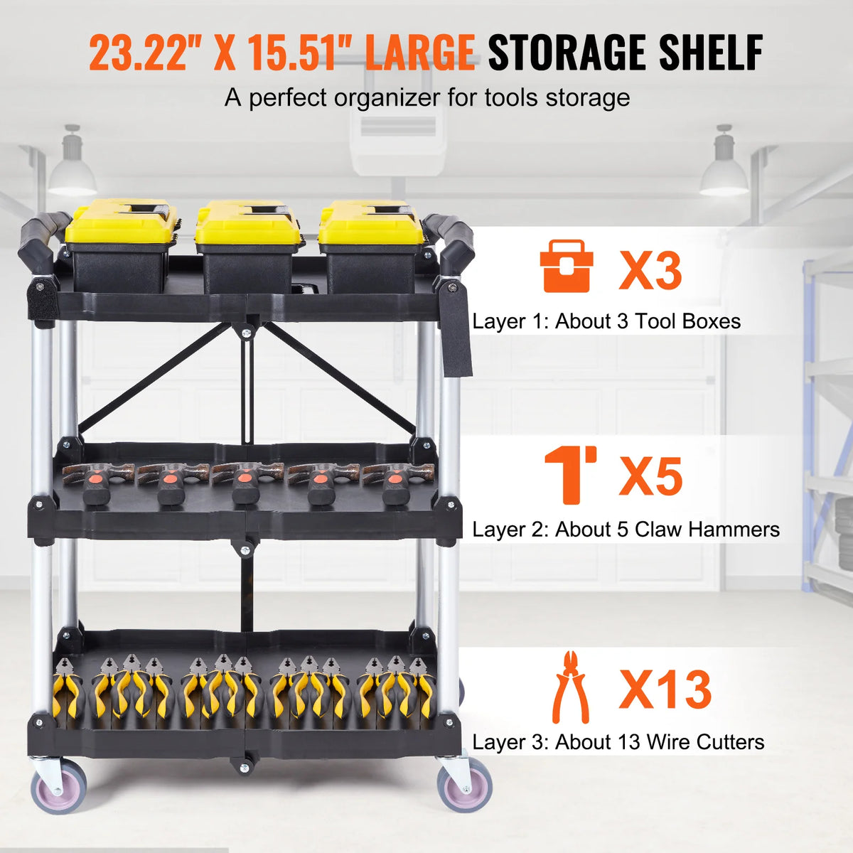 SucceBuy 3 Tier Folding Rolling Utility Cart Storage Shelf Movable Gap Rack Serving Cart Slide Organizer for Kitchen Bathroom