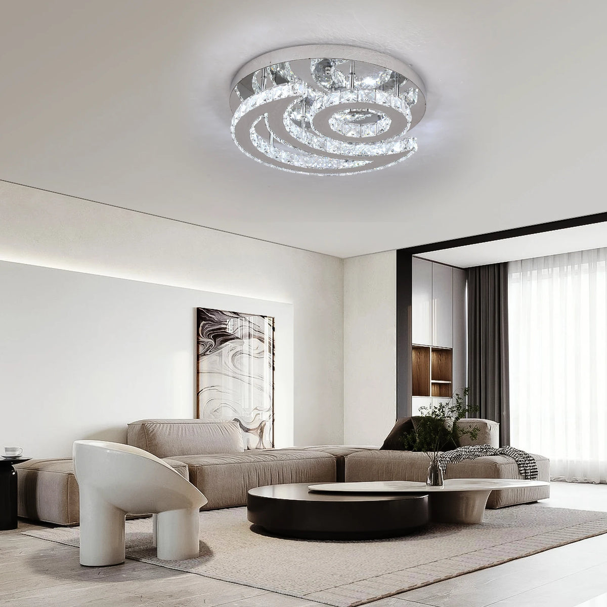 Modern Ceiling Lamp Crystal Led Sun Moon Design Chandelier Pendant Light