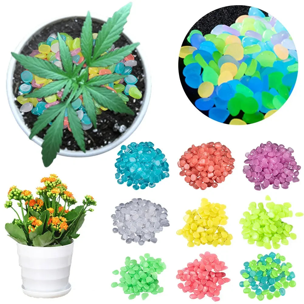 100Pcs Pebbles Glow In The Dark Pebbles Glowing Stones Fish Tank Aquarium Decor Rocks Pebbles for Garden Yard Patio DIY Stones