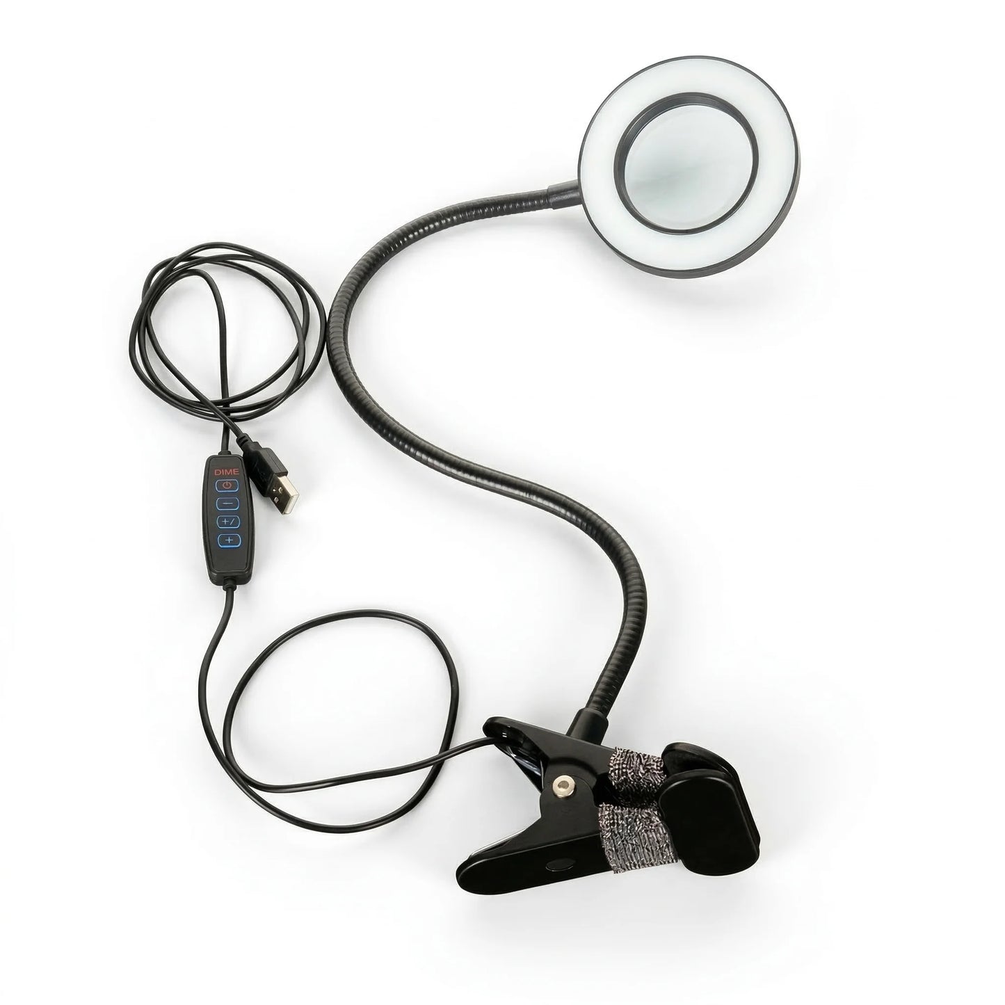 1pc, 5X Magnifying Glass with Light, Clip On LED Magnifying Lamp with Clamp, 3 Modes Dimmable for Reading, Crafts, DIY, Reading.