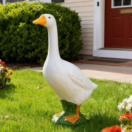 19.6in Garden Decor Goose Garden Statues, Weatherproof Outdoor Resin Goose Sculpture for Yard, Lawn, Patio, Porch Decoration, Farmhouse Garden Ornament, Durable Waterproof Animal Figurine, Home Landscape Accent, Gift for Gard