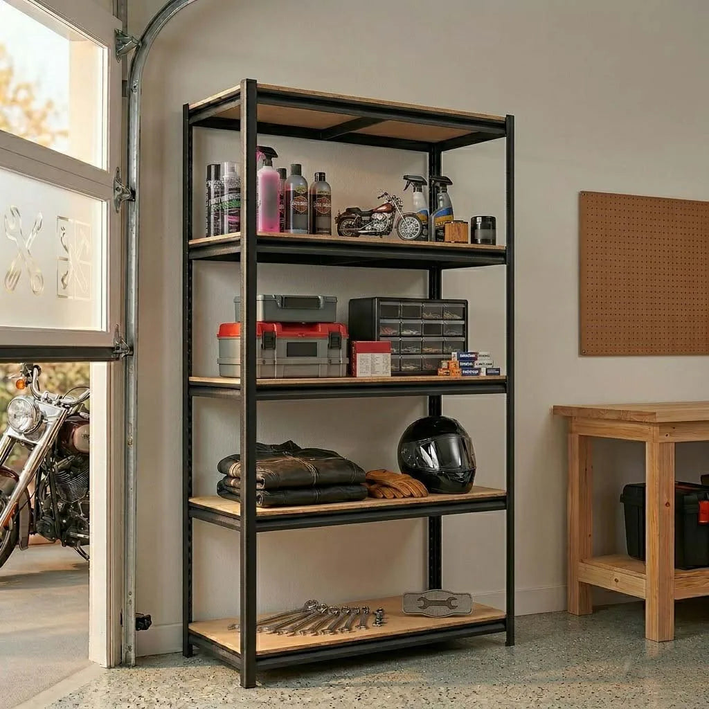 5-Tier Storage Shelving Unit Heavy Duty Metal Rack with Screws and MDF Boards, Adjustable Utility Organizer for Garage Warehouse Pantry (35.4" W x 15.7" D x 72.0" H)