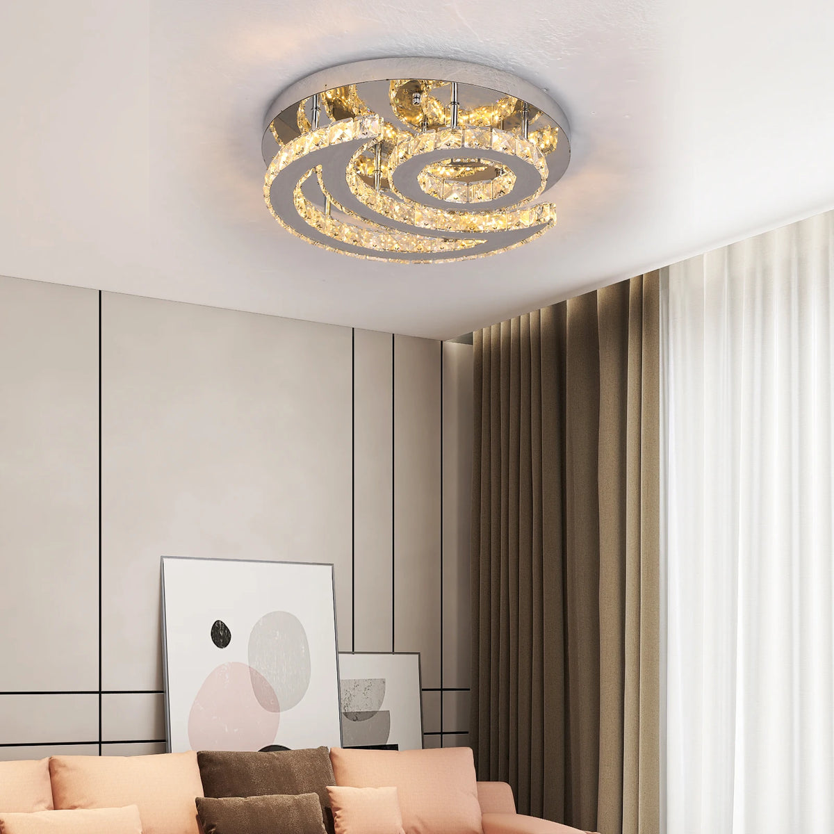 Modern Ceiling Lamp Crystal Led Sun Moon Design Chandelier Pendant Light