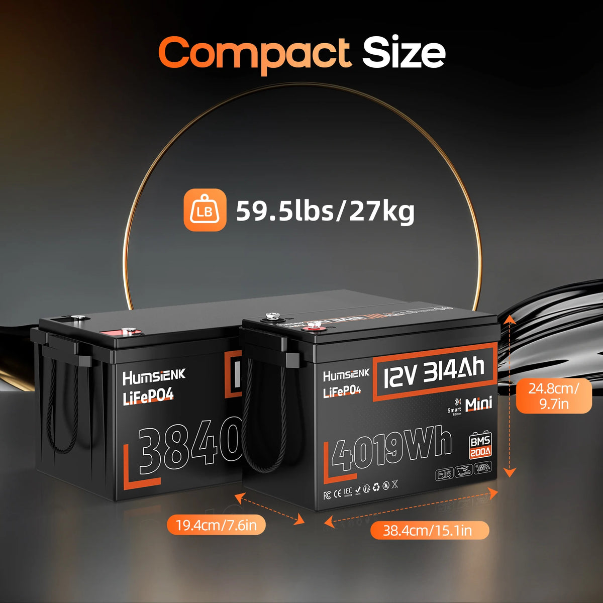 Humsienk 12V 100Ah 150Ah 320Ah 314Ah 640Ah LiFePO4 Rechargeable Lithium Battery Built-in BMS For RV /Camp/ Solar Energy Storage