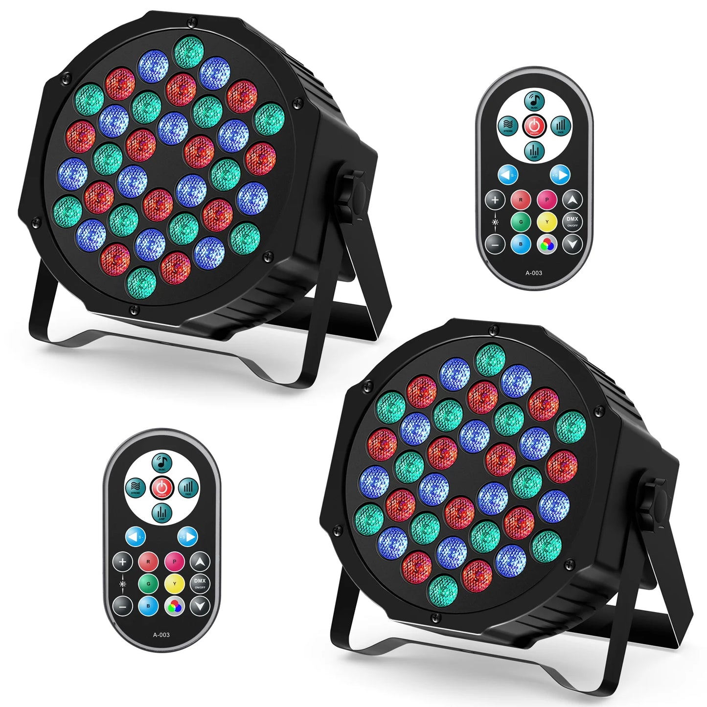 Datewink 2/4PCS Flat Par Lights 36LEDs RGB Stage Lighting Effect DMX512 Control For DJ Disco Church Wedding Party Club Christmas