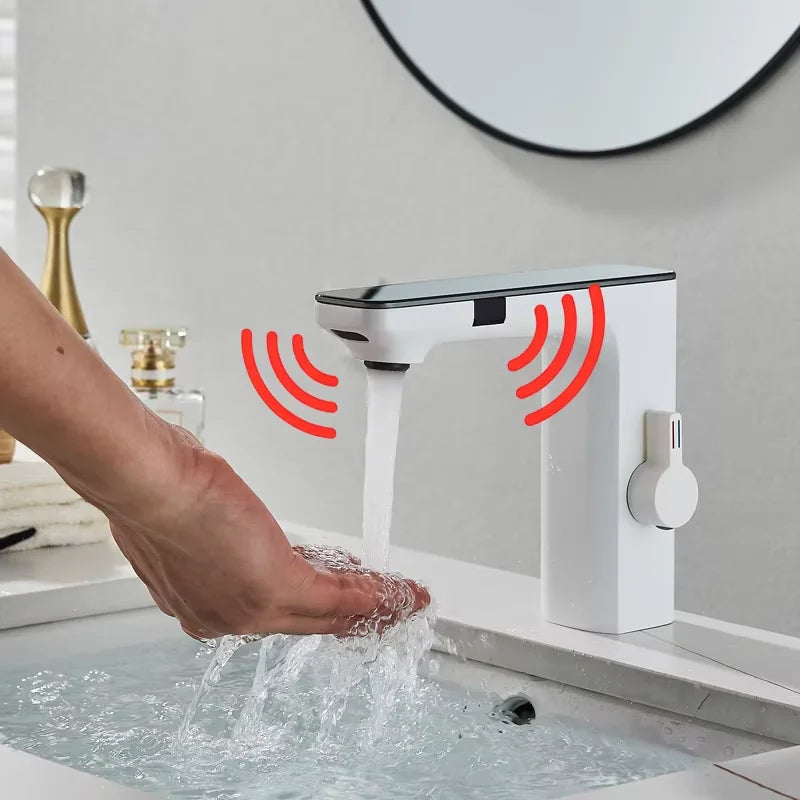 Shinesia Bathroom Basin Faucets Touch Sensor Digital LED Temperature Display Hot Cold Water
