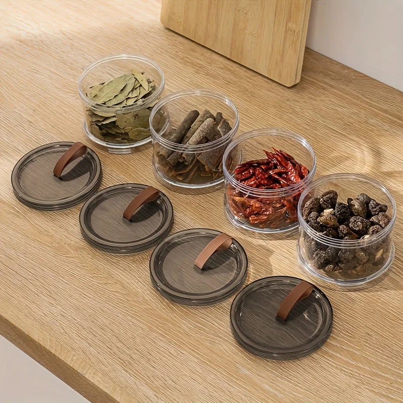 2Pcs Three-Layer Round Spice Storage Box, Grain Storage Jar, Pepper And Seasoning Container, Multi-Layer Transparent Sealed Preservation Box, Made of Food-Grade Material, Reusable Container, Suitable for Grains, Cereals, Snac