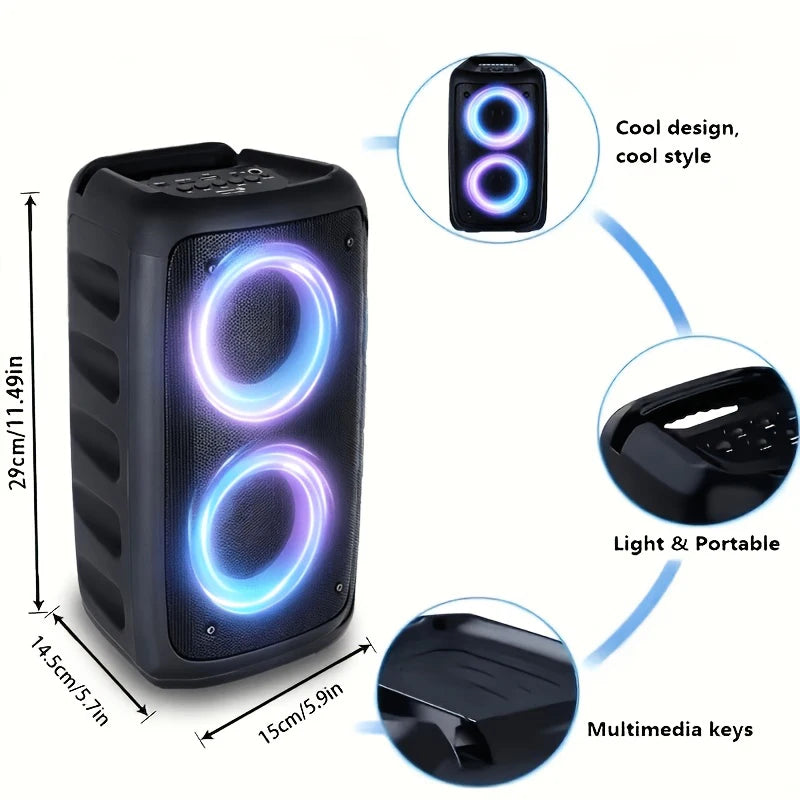 Professional 10000W Peak Portable Bluetooth Partybox Speaker Rgb Led Lights Room DecorBoombox Bluetooth 5.3 Tws Wireless Speaker With Microphone Outdoor Karaoke Party DjEquipment Perfect Gift For Halloween Christmas