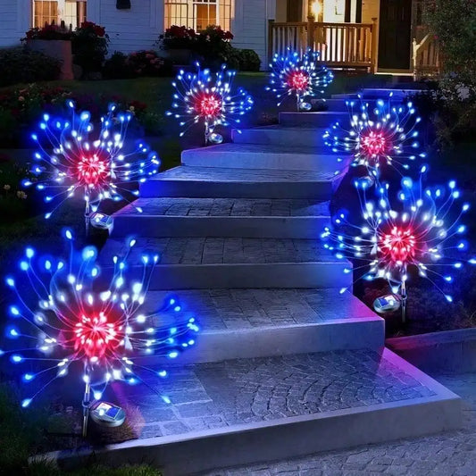 Christmas Decoration Solar Lights Outdoor Decorative: Bendable Copper Wire With 60/120 LED Firework Beads - Waterproof 2 Colorful Lighting Modes Yard Garden Patio - Christmas Decorations For Home