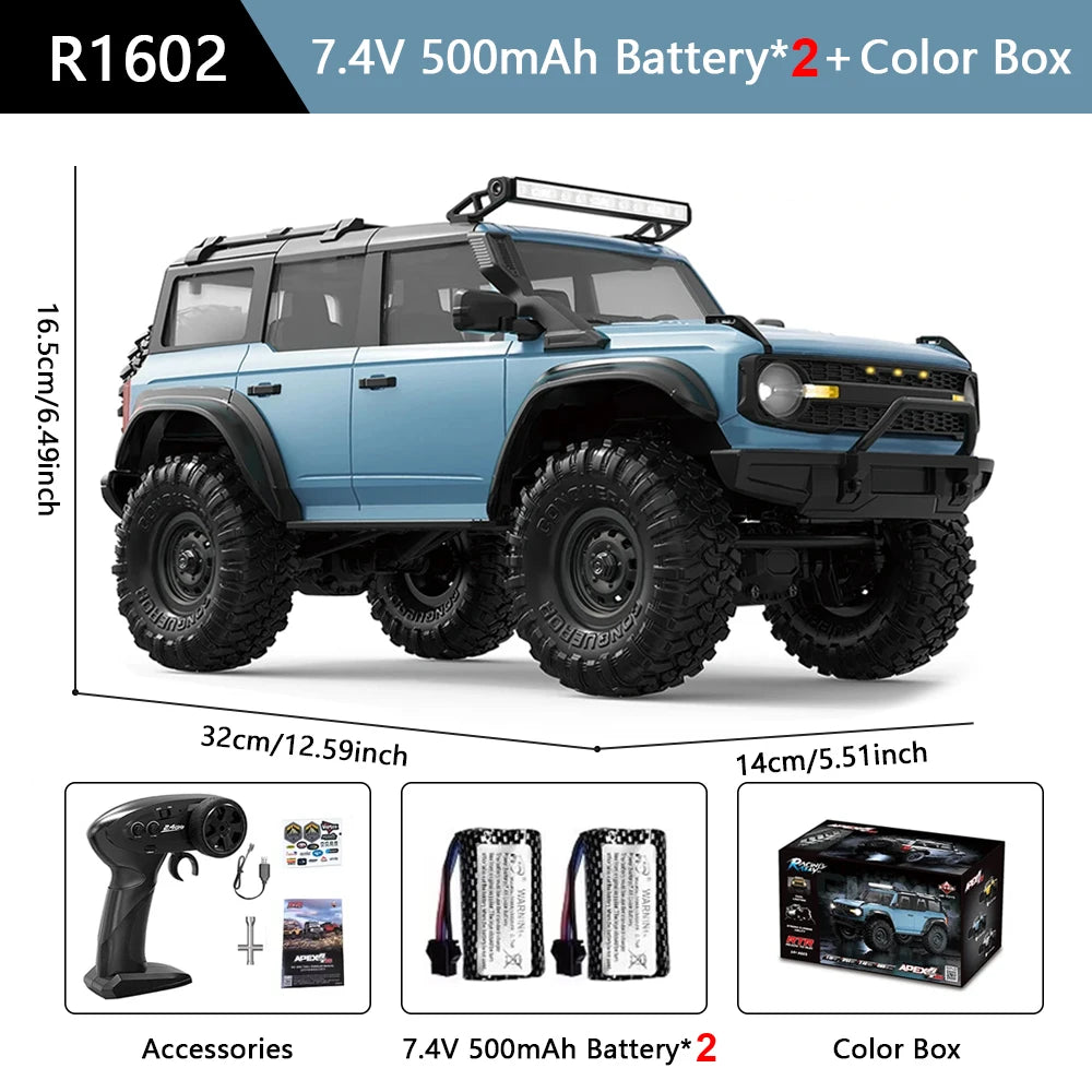 1/16 RC Car HB R1601 Remote Control Climbing Car 4WD High-Speed Electric Off-Road Toy Car With Colorful Lights Suitable For Boys' Outdoor Play