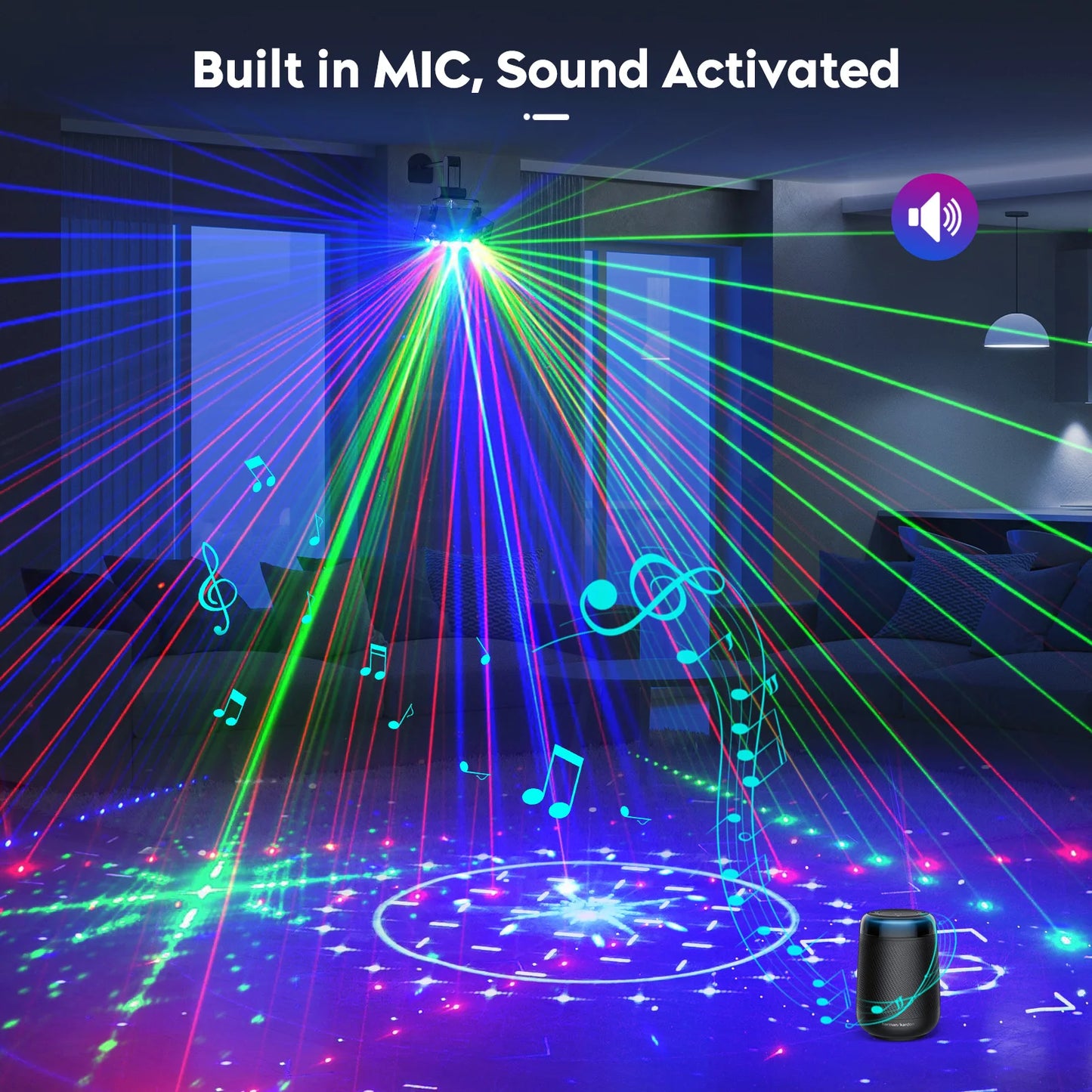 U'King 9 Eyes Projector Effect Stage Light Remote Control 7CH DMX512 RGB Party Light Effect for DJ Disco Wedding Nightclub Light