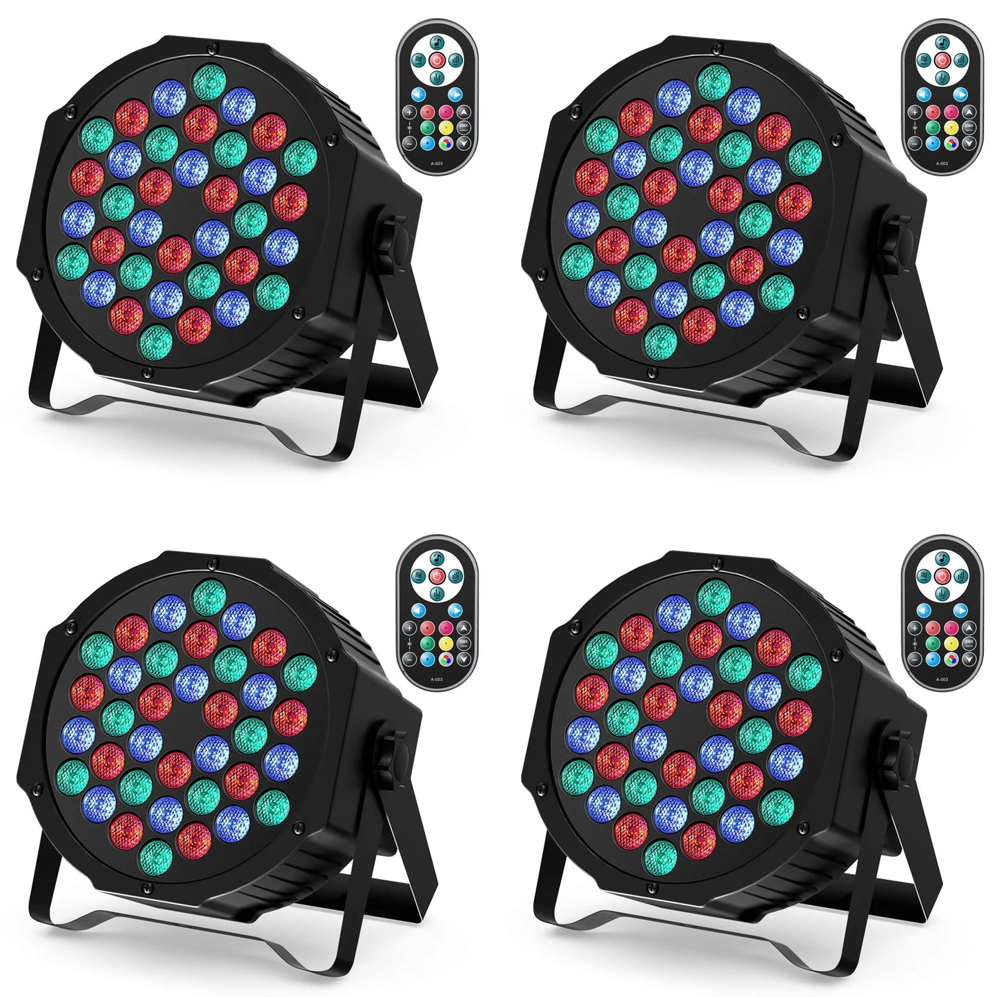 Datewink 2/4PCS Flat Par Lights 36LEDs RGB Stage Lighting Effect DMX512 Control For DJ Disco Church Wedding Party Club Christmas