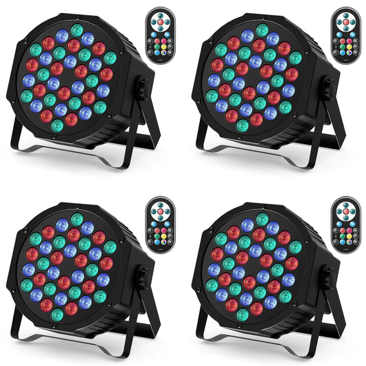 Datewink 2/4PCS Flat Par Lights 36LEDs RGB Stage Lighting Effect DMX512 Control For DJ Disco Church Wedding Party Club Christmas