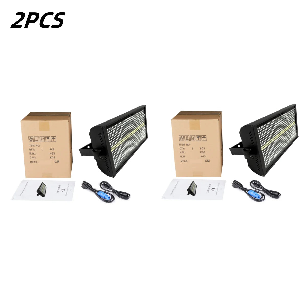 2PCS  200W LED Strobe Light Super Bright RGBW 4in1 48 Partition White 8000K DMX  Dj Wash Bar Strobe Stage Lighting Effects