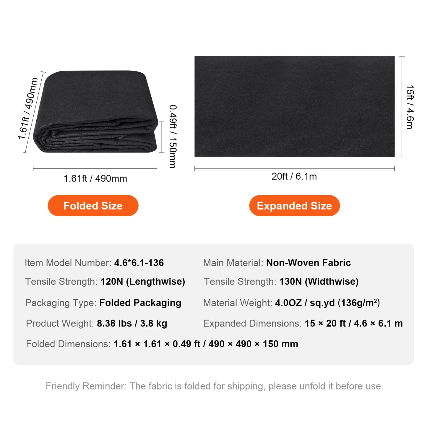 SucceBuy Non Woven Geotextile Fabric Under Gravel 10 x 100FT 8OZ Driveway Fabric Landscape Fabric Heavy Duty Weed Barrier Fabric