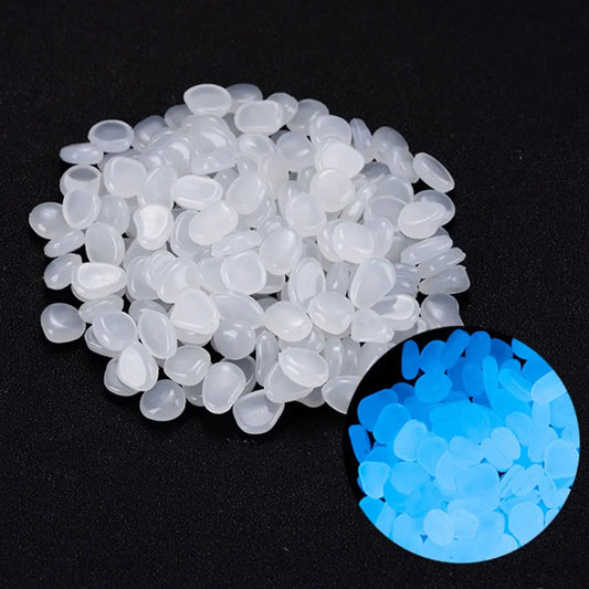 100Pcs Pebbles Glow In The Dark Pebbles Glowing Stones Fish Tank Aquarium Decor Rocks Pebbles for Garden Yard Patio DIY Stones