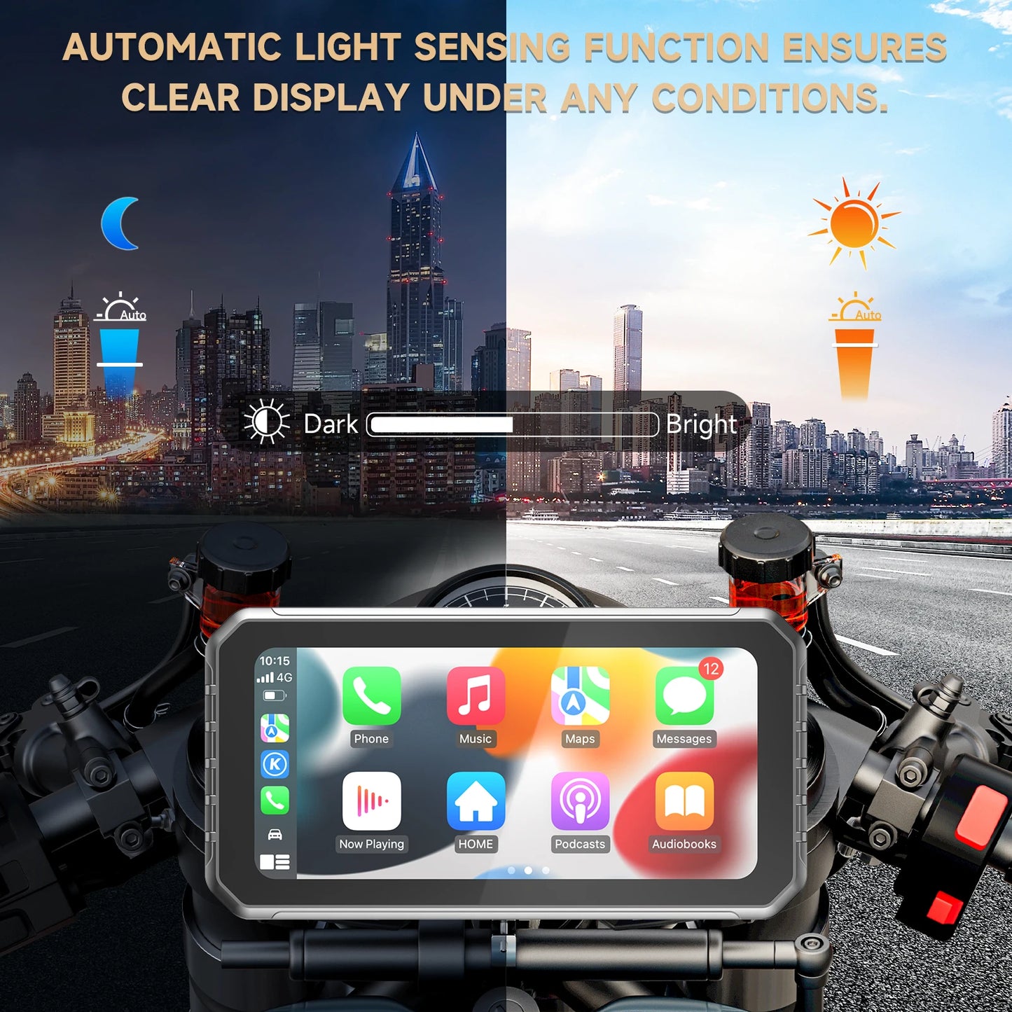 6.25" Wireless CarPlay Moto Android Auto Portable Digital Dashboard Anti Theft Removable Screen GPS Motorcycle Navigation