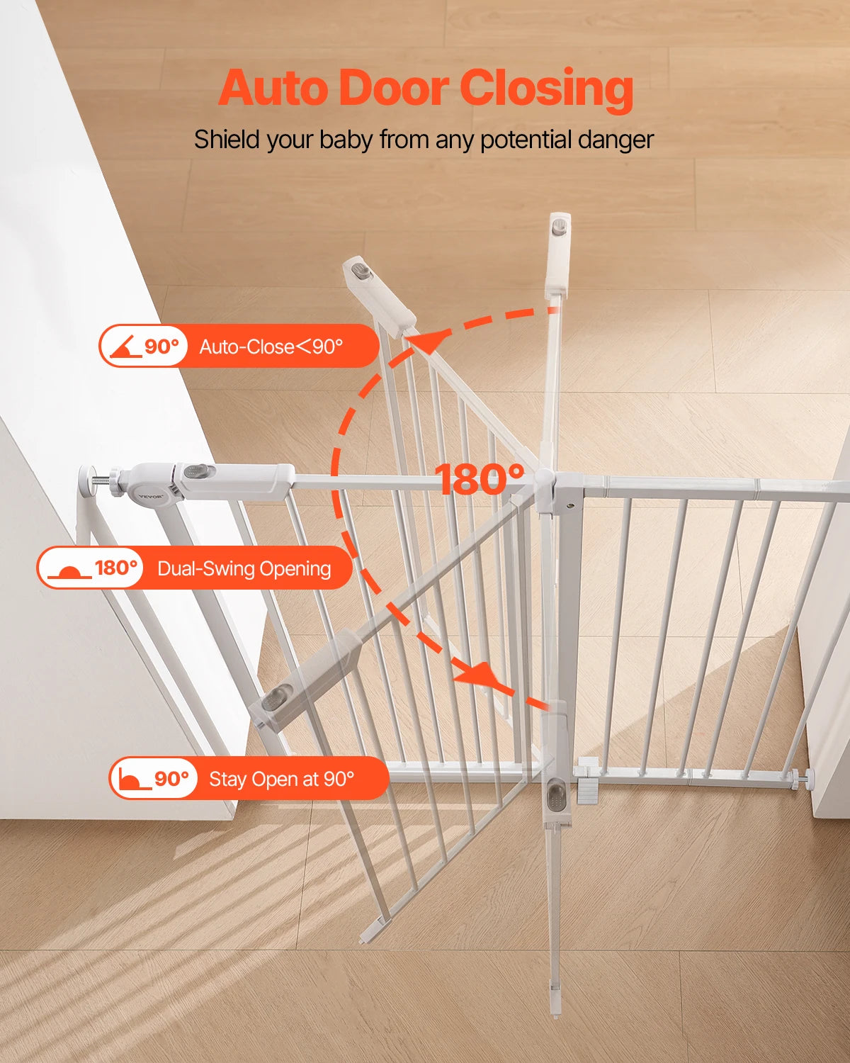 SucceBuy Baby Gate 28/30/36 Inches High Dog Gate Easy Step Walk Thru Child Pet Security Pressure Mount Kit Wall Cups Doorways