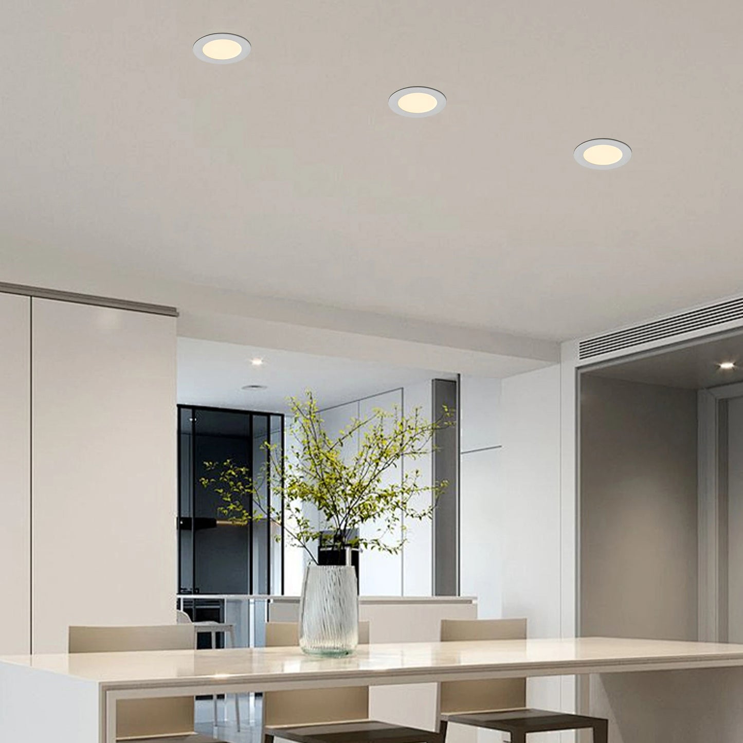 12-Piece Set of Shell-Less Led Ceiling Lights, Dimmable Recessed Downlights with Junction Box, 3000K-5000K Adjustable Color Temperature White Light