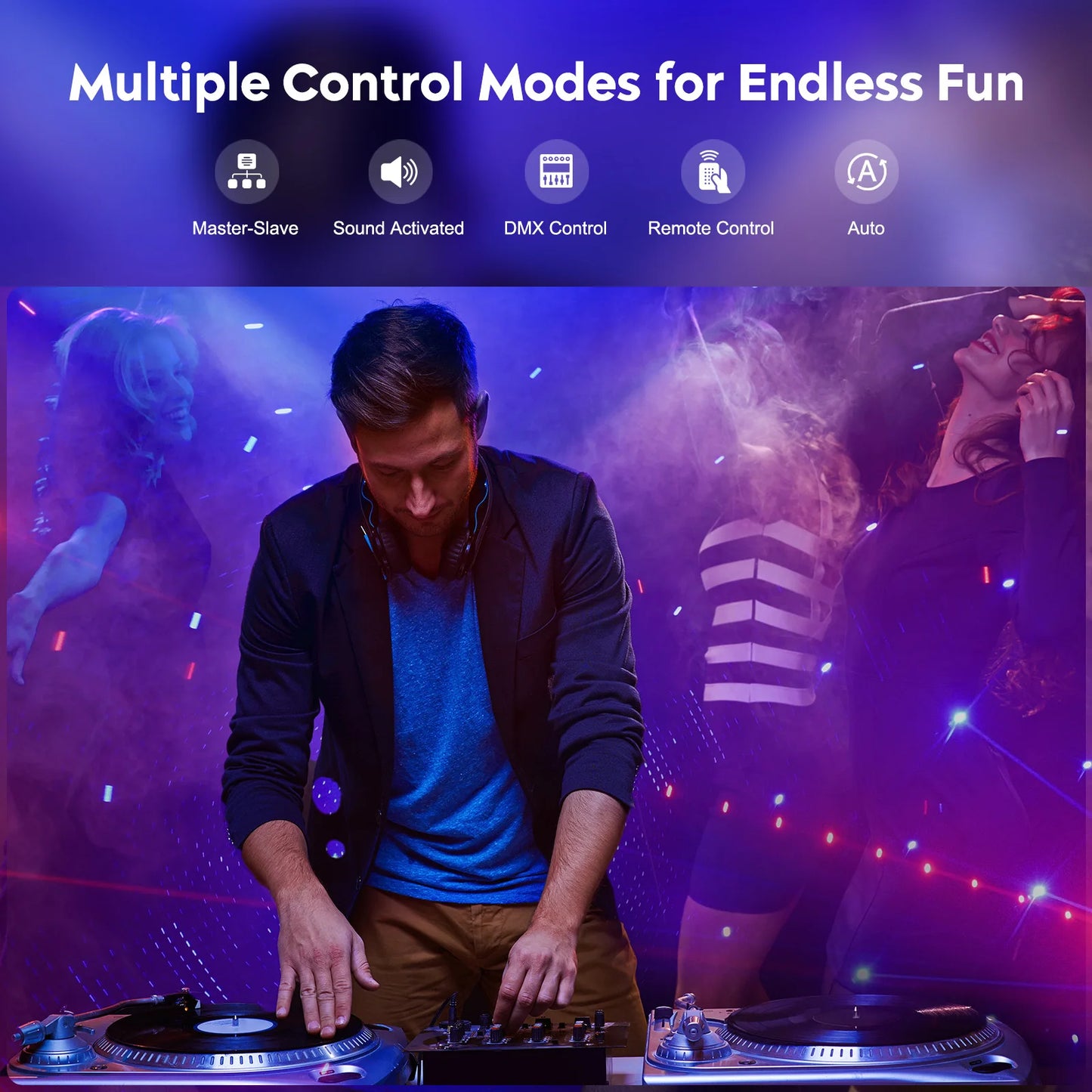 U'King 9 Eyes Projector Effect Stage Light Remote Control 7CH DMX512 RGB Party Light Effect for DJ Disco Wedding Nightclub Light