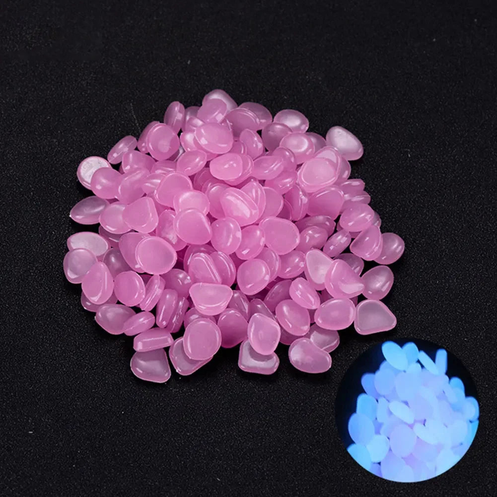 100Pcs Pebbles Glow In The Dark Pebbles Glowing Stones Fish Tank Aquarium Decor Rocks Pebbles for Garden Yard Patio DIY Stones