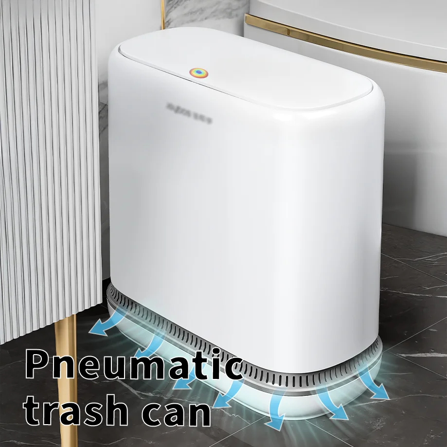 Joybos 3.3 Gallon Slim Trash Can For Bathroom, Auto-Bagging & One-Press Lid, 12.5L Large Waste Bin For Narrow Gap, Modern Hands-Free Garbage Pail For Bedroom Office