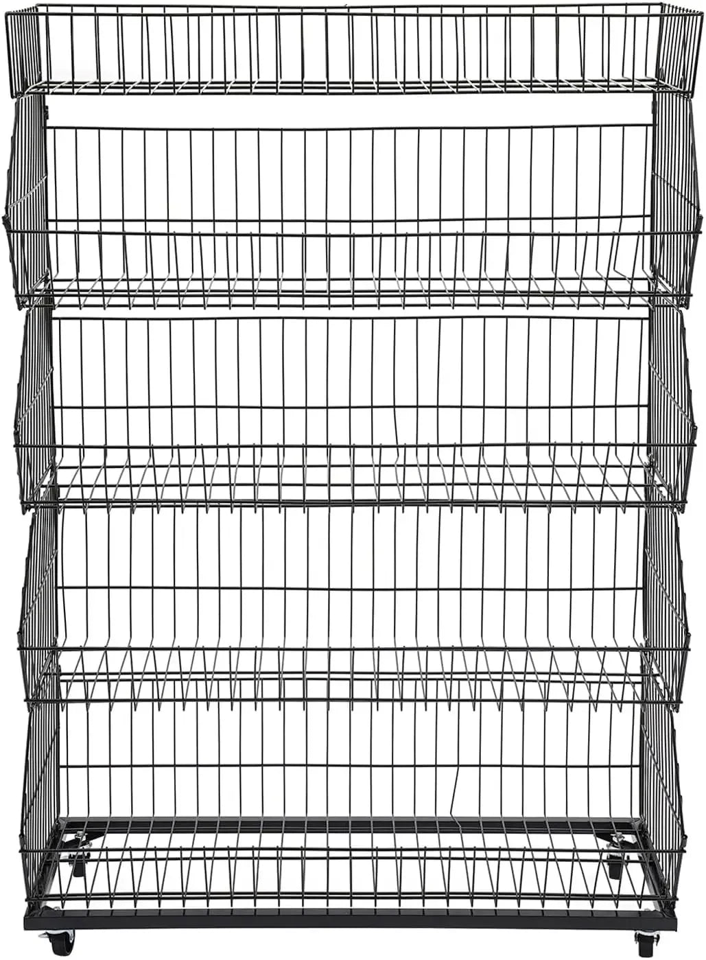 5 Tier Large Wire Metal Mobile Supermarket Storage Shelf,Fruit Vegetable Snack Supply Basket for Home Store Market