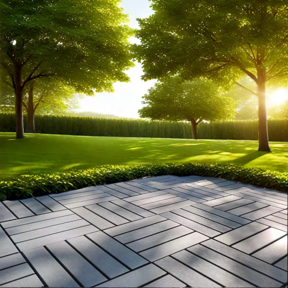 54 Pack Interlocking Plastic Deck Tiles - 12"x12" Square - Waterproof Outdoor - Poolside Balcony Backyard Decking Tiles